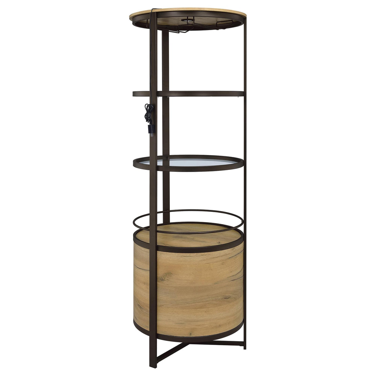 Ritter Round LED Bar Wine Storage Cabinet Rustic Oak — product image 8