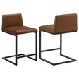 Vardon Dark Brown Genuine Leather Counter Height Chairs (Set of 2) — product view