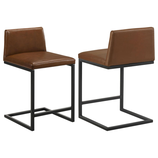 Vardon Dark Brown Genuine Leather Counter Height Chairs (Set of 2) — product view
