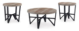 Round Grayish Brown and Black Coffee Table Set — product image 2