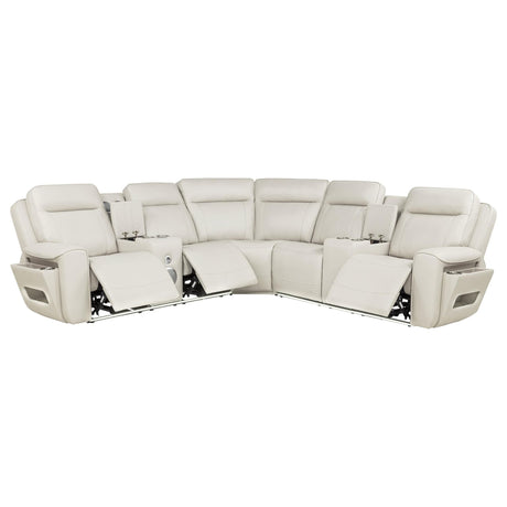 Rojas 3-Piece Dual Power L-Shaped Sectional Sofa with Bluetooth Greige — product image 2