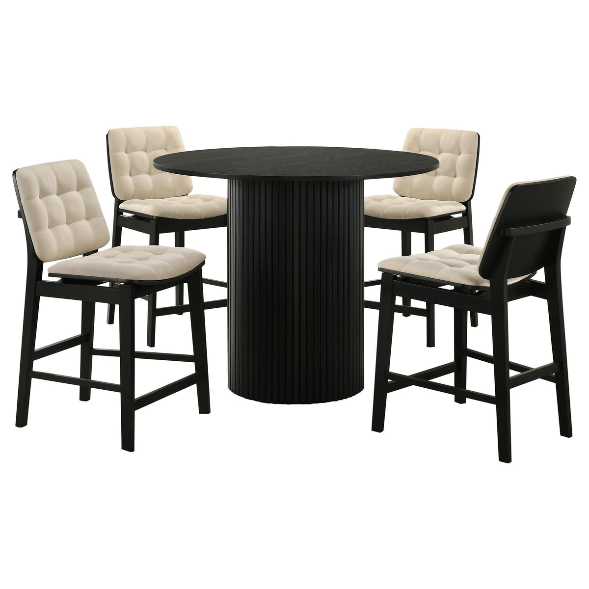 Hamlyn 5-piece Round Wood Counter Height Dining Set in Cream and Black — product image 2