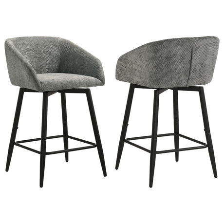 Rainer Fabric Upholstered Swivel Counter Height Chair Charcoal Set of 2 — product view