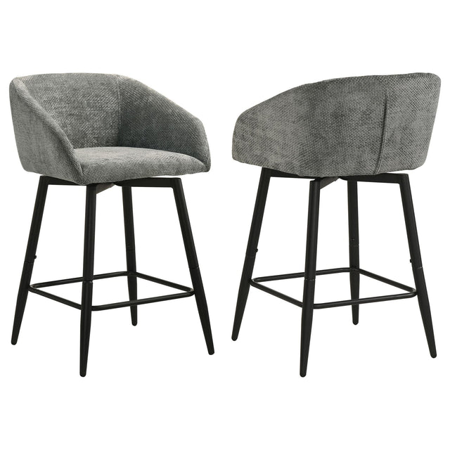 Rainer Fabric Upholstered Swivel Counter Height Chair Charcoal Set of 2 — product view