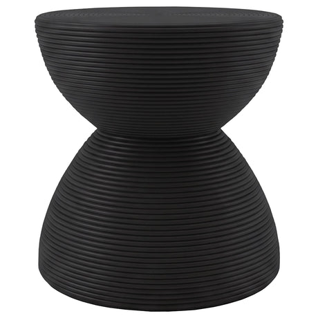 Macedo 2-Piece Transitional Round Rattan Coffee and End Table Set Black — product image 3