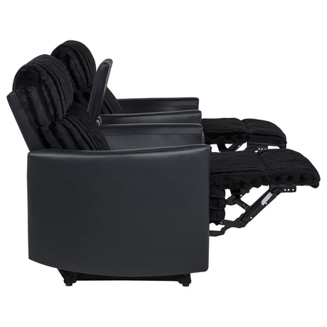 Madden 3-piece Corduroy Upholstered Manual Theater Seating Black — product image 12