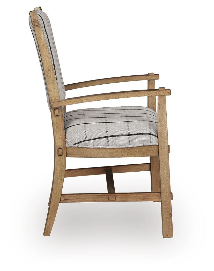 Ridgester Light Brown Next-Gen Nuvella™ Dining Arm Chair — side view