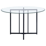 Pace 48-inch Round Glass Top Dining Table Matte Black — product image 4