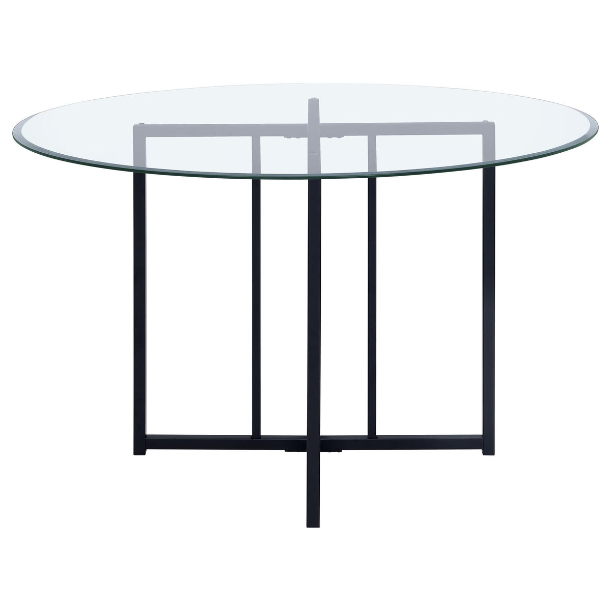 Pace 48-inch Round Glass Top Dining Table Matte Black — product image 4