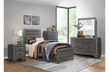 Beechnut Gray Panel Bedroom Set bed and dresser in bedroom