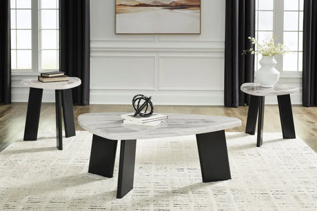 Black Faux Carrara Marble 3-Piece Coffee Table Set — product view