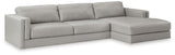 Amiata Glacier 2-Piece Sectional with Ottoman — angled view