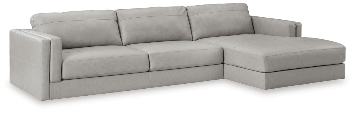 Amiata Glacier 2-Piece Sectional with Ottoman — angled view