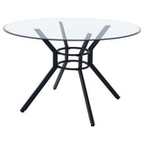 Steele 48-inch Round Glass Top Dining Table Matte Black — product image 3