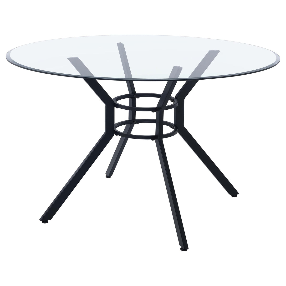Steele 48-inch Round Glass Top Dining Table Matte Black — product image 3
