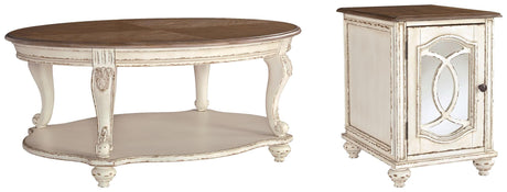 Realyn White/Brown Coffee Table with 1 End Table — product image 2