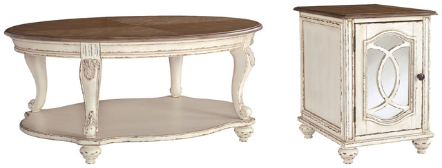 Realyn White/Brown Coffee Table with 1 End Table — product image 2