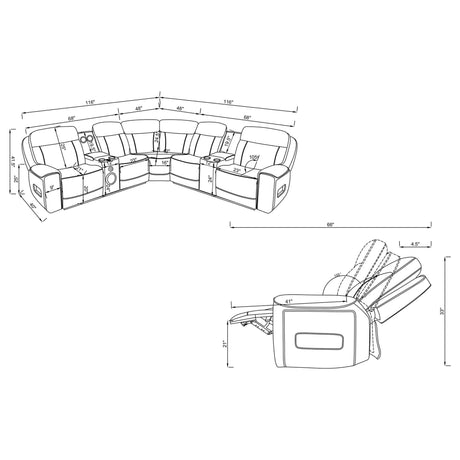 Rojas 3-Piece Dual Power L-Shaped Sectional Sofa with Bluetooth Greige — product image 15
