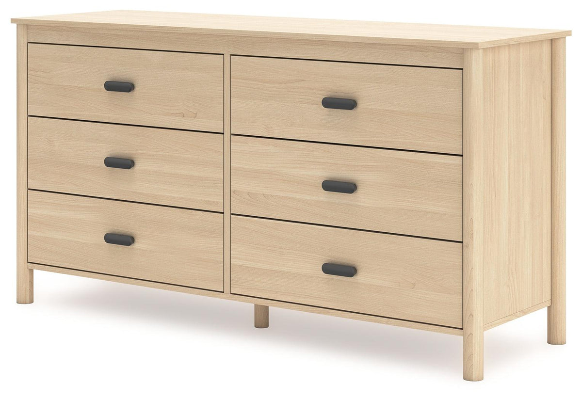 Close-up of six drawers with metallic brown knobs