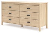 Close-up of six drawers with metallic brown knobs