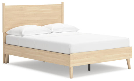 Cabinella Tan Full Platform Panel Bed - Side Angle