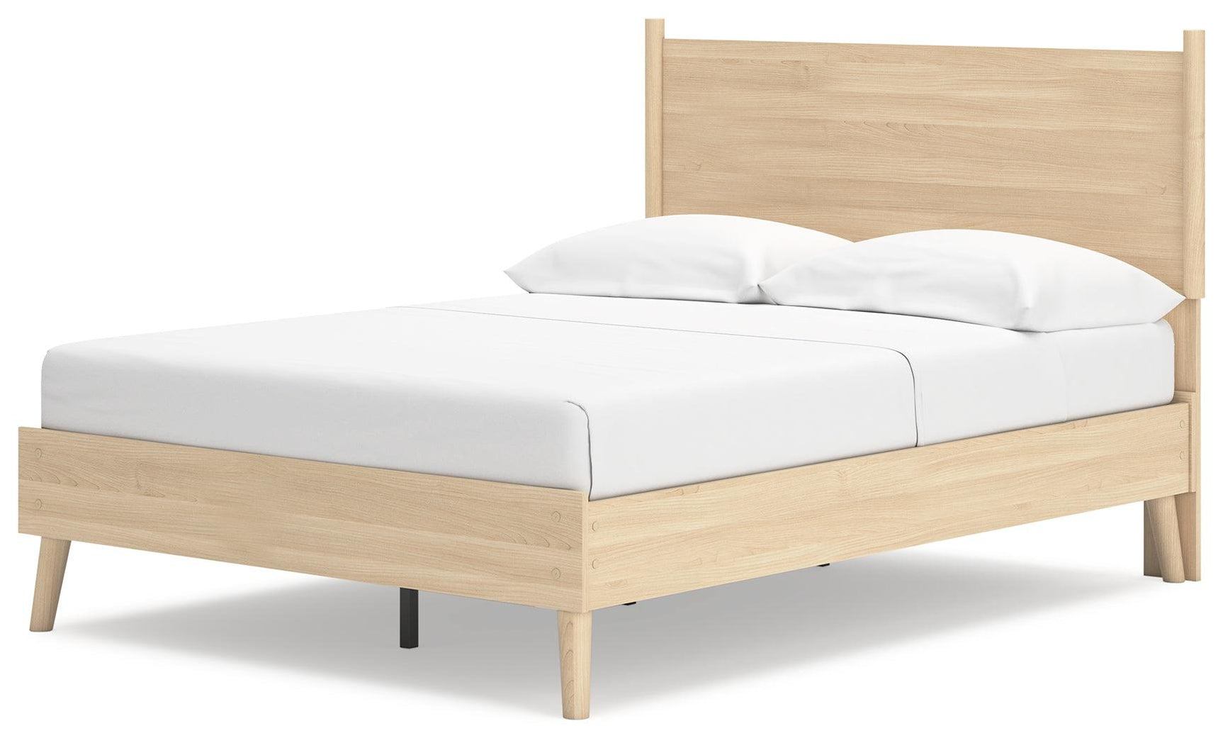 Full Size Tan Panel Bed with Adjustable Headboard Legs