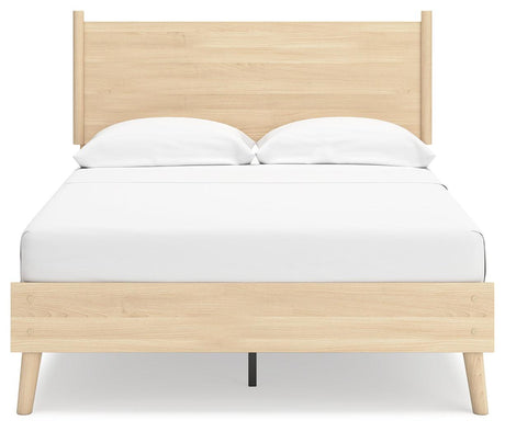 Casual Full Size Platform Bed in Tan Finish
