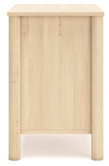 Back view of Cabinella Tan Nightstand showing assembly details