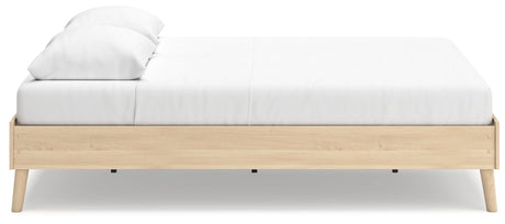 Cabinella Queen Platform Bed showing light tan laminate finish