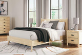 Full view of Cabinella Tan Queen Platform Panel Bed