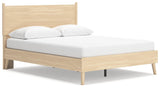 Cabinella Tan Queen Platform Panel Bed side angle
