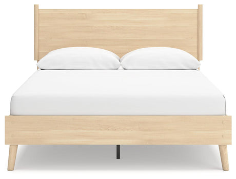 Platform base detail of Cabinella Tan Queen Panel Bed