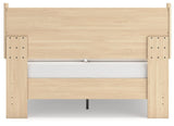 Cabinella Tan Queen Platform Bed showing panel headboard