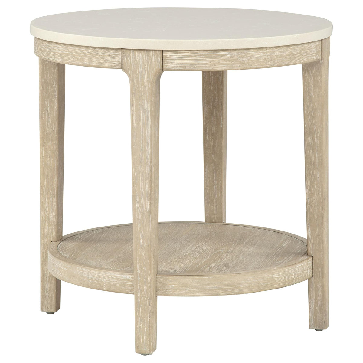 Lucaire Round Cultured Marble Top End Table Honed Cream and Sandstone — product view