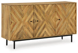 Cadewick Accent Cabinet side view showing diamond-patterned doors