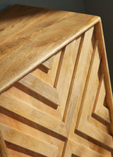 Back view of Cadewick Accent Cabinet showing wire cutouts