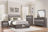 main view of Luster Gray Faux Leather Storage Platform Bed