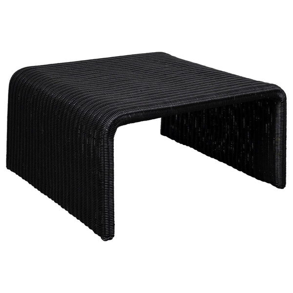 Cahya woven rattan square coffee table top view