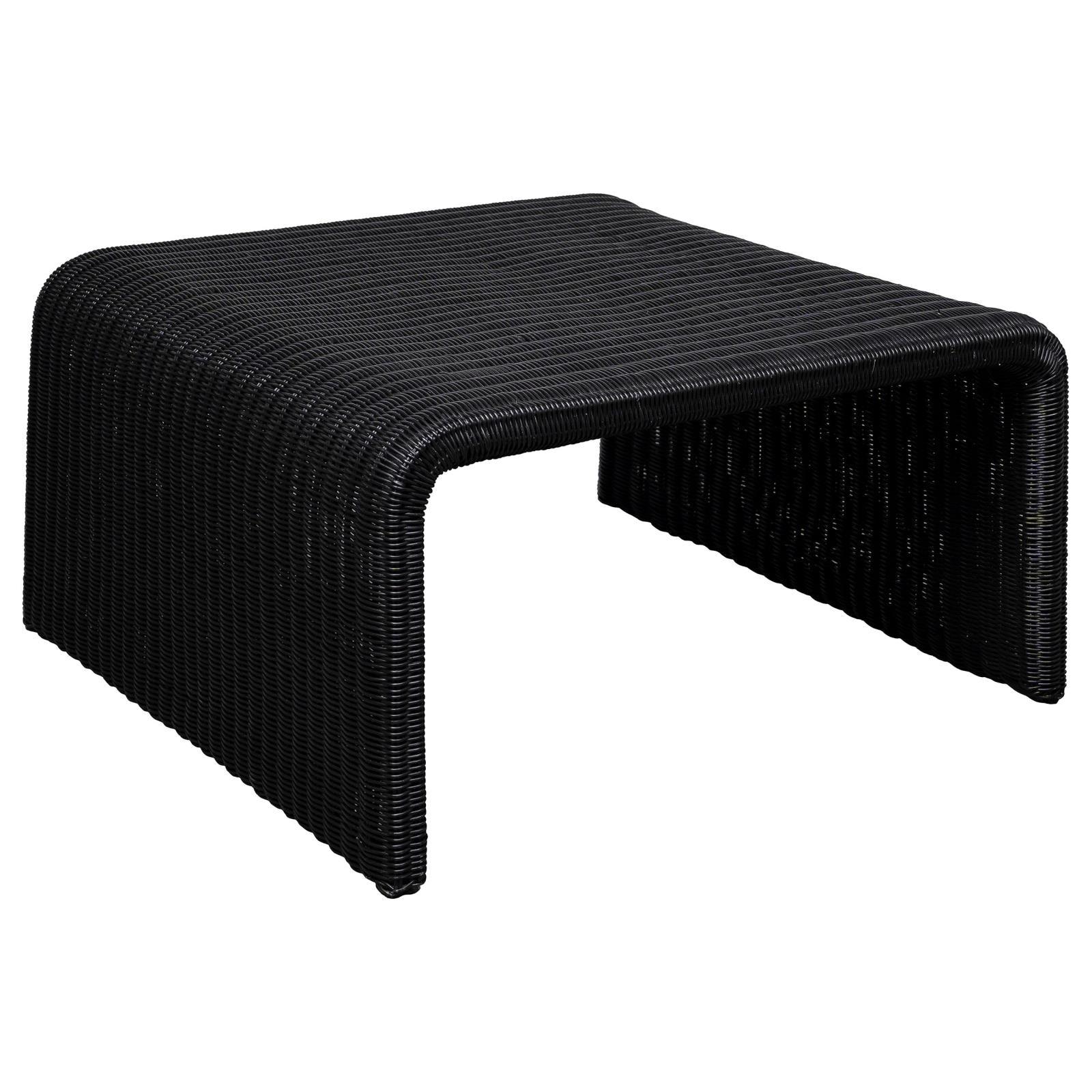 Cahya Woven Rattan Sqaure Coffee Table Black 708518 - Ella Furniture