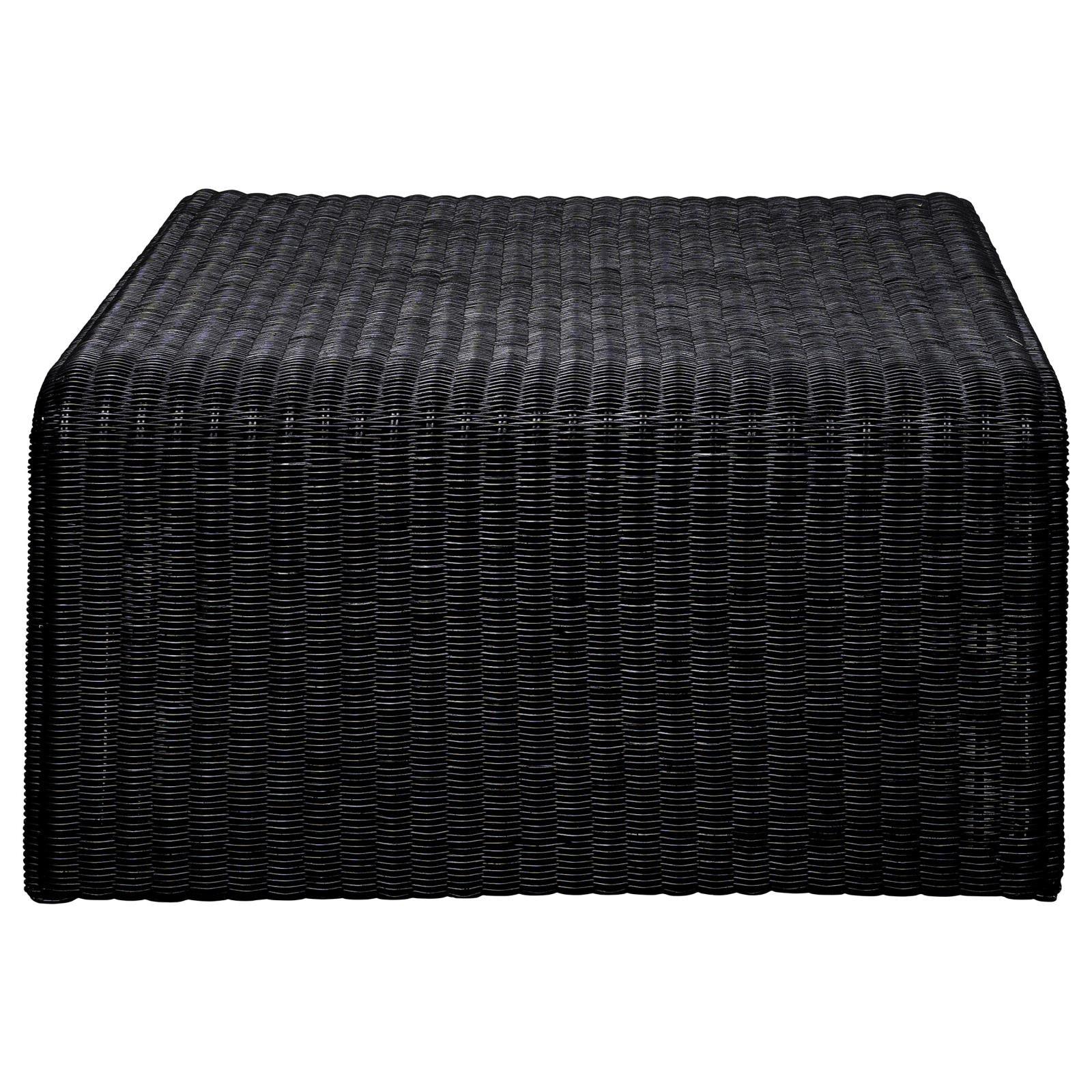 Viewing the square shape and roundover edge of Cahya table