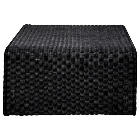 Viewing the square shape and roundover edge of Cahya table