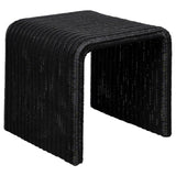 Cahya black woven rattan square end table front angle