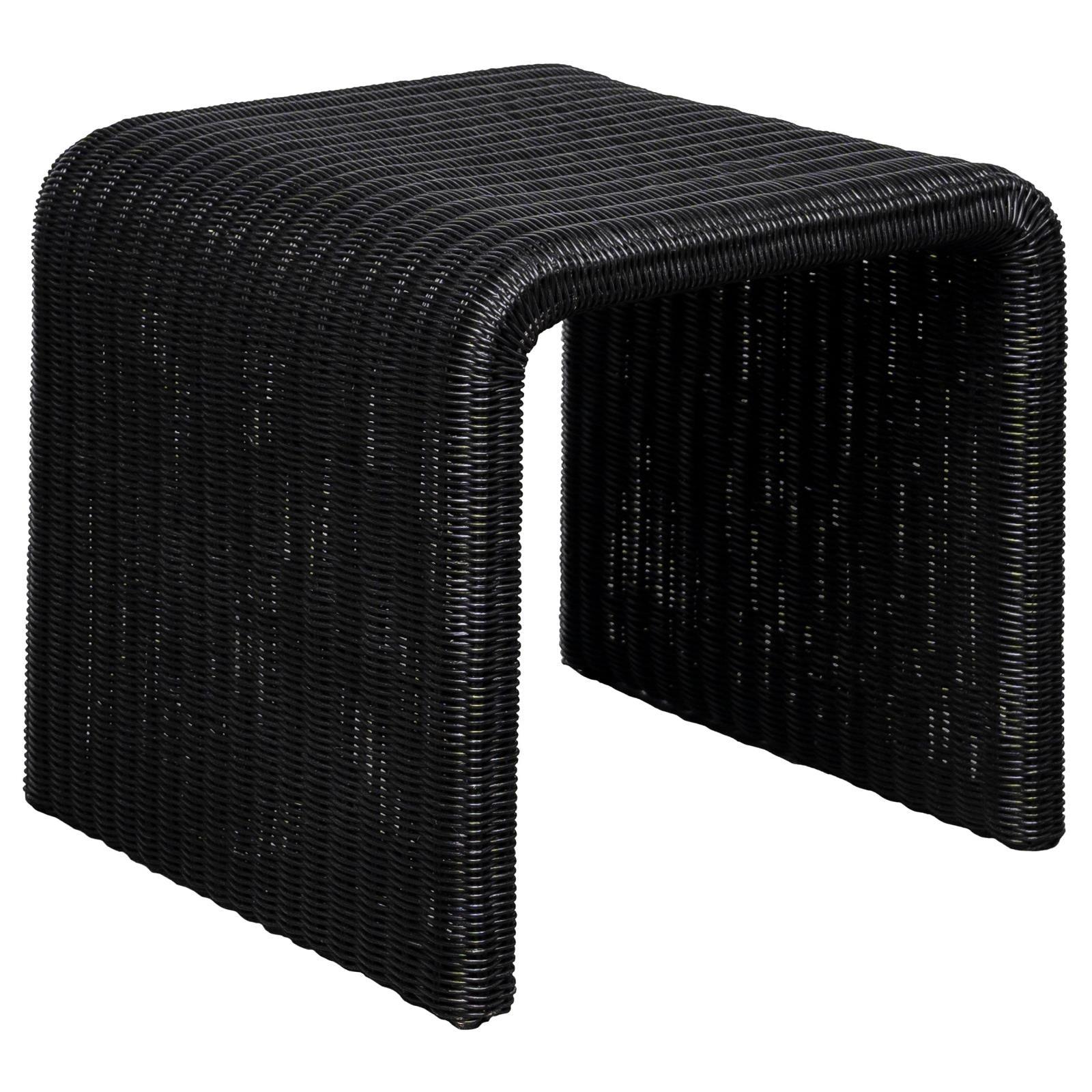 Cahya Woven Rattan Sqaure End Table Black 708517 - Ella Furniture