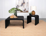 Top view of Cahya woven rattan square end table