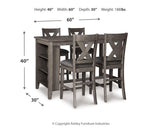 Top view of counter height dining table surface
