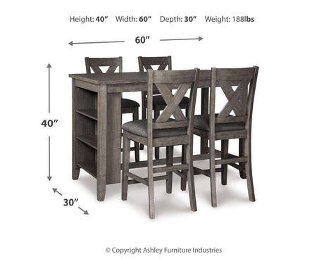 Top view of counter height dining table surface