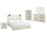 Side view of Cambeck Whitewash Panel Bedroom Set bed