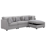 Cambria 4-Piece Grey Upholstered Modular Sectional Sofa detailed fabric close-up