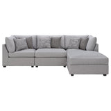 Cambria 4-Piece Grey Upholstered Modular Sectional Sofa in room setting