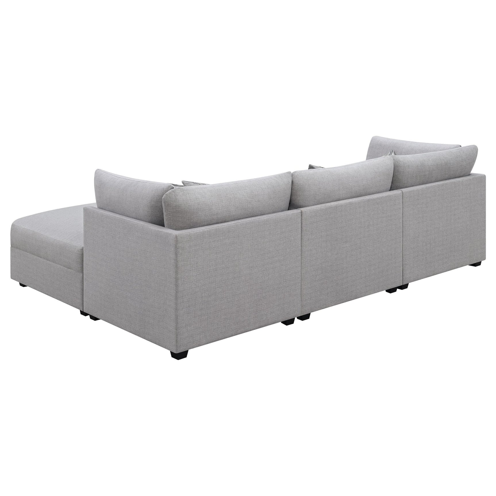 Cambria 4-Piece Grey Upholstered Modular Sectional Sofa another front angle